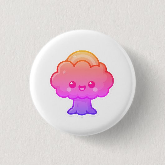 Vriendelijke Kawaii Tree Ronde Button 3,2 Cm (Voorkant)