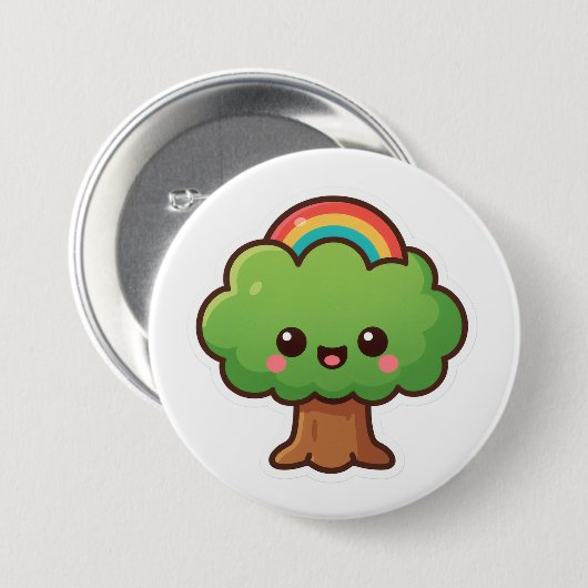Vriendelijke Kawaii Tree Ronde Button 7,6 Cm (Voorkant /achterkant)