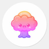 Vriendelijke Kawaii Tree Ronde Sticker (Voorkant)