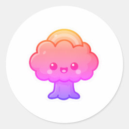 Vriendelijke Kawaii Tree Ronde Sticker