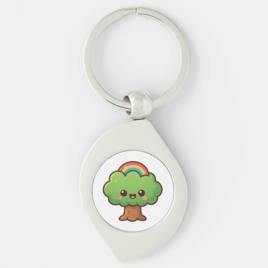 Vriendelijke Kawaii Tree Sleutelhanger (Voorkant)
