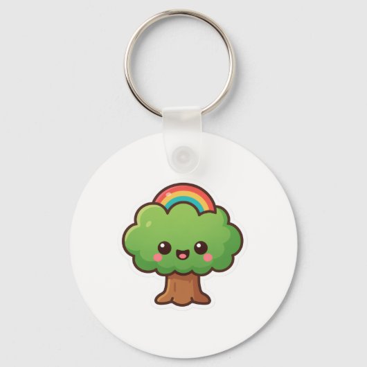 Vriendelijke Kawaii Tree Sleutelhanger (Voorkant)