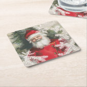 Vriendelijke  kerstkerst kartonnen onderzetters (Schuin)