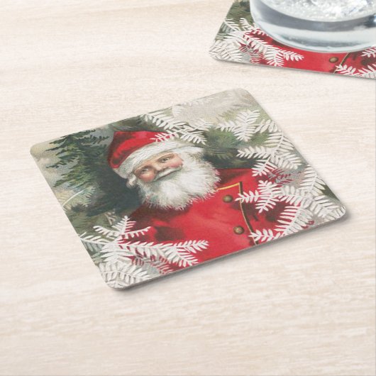 Vriendelijke  kerstkerst kartonnen onderzetters (Schuin)