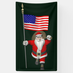 Vriendelijke Kerstman met sterren en strepen Spandoek