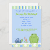 Vriendelijke kikker en schildpad, 5x7 uitnodiging (Voorkant / Achterkant)