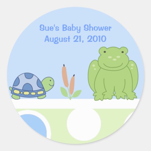 Vriendelijke kikker en schildpad aangepaste Sticke Ronde Sticker (Voorkant)