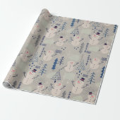 Vriendelijke Kleine Sneeuwman - grijs Cadeaupapier (Uitgerold)