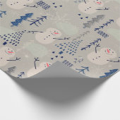 Vriendelijke Kleine Sneeuwman - grijs Cadeaupapier (Hoek)