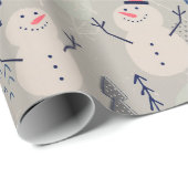 Vriendelijke Kleine Sneeuwman - grijs Cadeaupapier (Rol Hoek)
