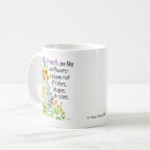 "Vriendelijke" koffie-mok; mok bloemen cadeau (Voorkant links)