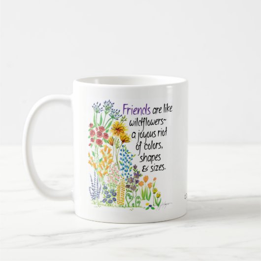 "Vriendelijke" koffie-mok; mok bloemen cadeau (Links)