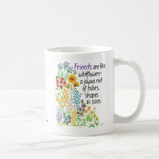 "Vriendelijke" koffie-mok; mok bloemen cadeau (Rechts)