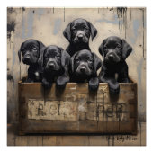 Vriendelijke Labrador Retriever Puppy Dogs 003 - R Perfect Poster (Voorkant)
