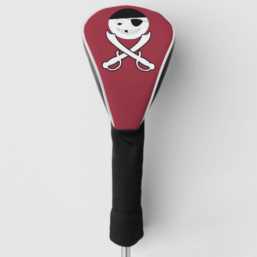 Vriendelijke lachende piraat met gekruiste zwaarde golfheadcover (Voorkant)