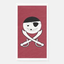 Vriendelijke lachende piraat met gekruiste zwaarde servet