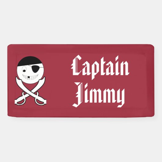 Vriendelijke lachende piraat met gekruiste zwaarde spandoek (Horizontaal)