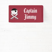 Vriendelijke lachende piraat met gekruiste zwaarde spandoek (Insitu)