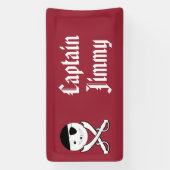 Vriendelijke lachende piraat met gekruiste zwaarde spandoek (Verticaal)