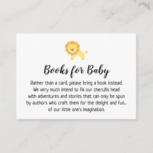 Vriendelijke Leeuw Eenvoudig Boek Verzoek Invoegen Informatiekaartje (Voorkant)