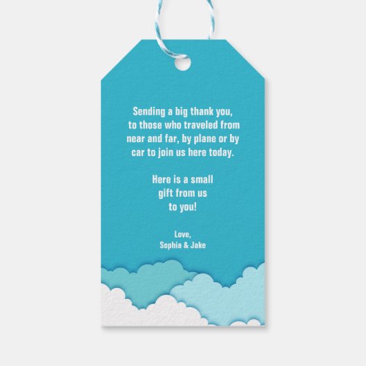 Vriendelijke luchten | Hartelijk dank verre reizig Cadeaulabel (Achterkant)