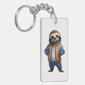 Vriendelijke luiaard illustratie sleutelhanger (Voorkant Links)