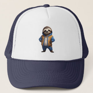 Vriendelijke luiaard illustratie trucker pet