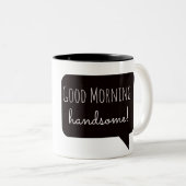 Vriendelijke Mokken: "Goedemorgen, handig" Tweekleurige Koffiemok (Voorkant rechts)