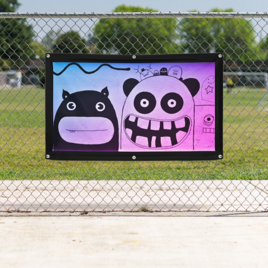 VRIENDELIJKE MONSTERS VINYL BANNER W / GROMMETS (Insitu)