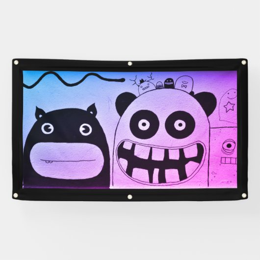 VRIENDELIJKE MONSTERS VINYL BANNER W / GROMMETS (Horizontaal)