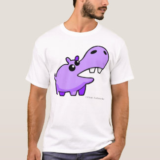 Vriendelijke Paarse Cartoon Happy Hippo Tshirts