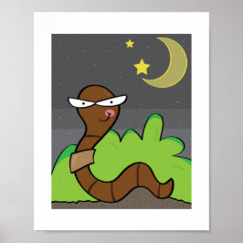 Vriendelijke regenworm illustratie | Natuur voor k Poster