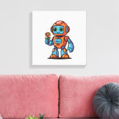 Vriendelijke Robot Cartoon Vierkant Canvas Print (Insitu (Woonkamer))