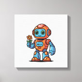Vriendelijke Robot Cartoon Vierkant Canvas Print (Voorkant)