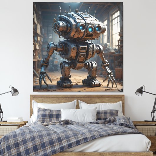 Vriendelijke Robot Guardian Canvas Afdruk (Insitu (Slaapkamer))