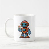 Vriendelijke Robot met Bloem Cartoon Witte Koffie Koffiemok (Links)