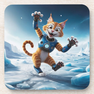 Vriendelijke robotkat op een andere ijzige planeet bier onderzetter