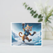 Vriendelijke robotkat op een andere ijzige planeet briefkaart (Staand voorkant)