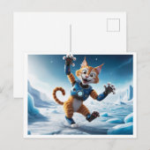 Vriendelijke robotkat op een andere ijzige planeet briefkaart (Voorkant / Achterkant)