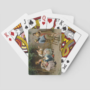 Vriendelijke roddel in een Italiaanse tuin Pokerkaarten