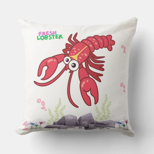Vriendelijke rode kreeft grote ogen en gele strip kussen (Voorkant)