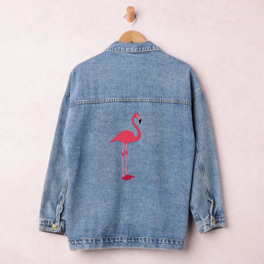 Vriendelijke roze flamingo vrouwen denim jacket (Hangar)