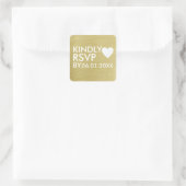 Vriendelijke RSVP bruiloft Vierkante Sticker (Tas)