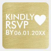 Vriendelijke RSVP bruiloft Vierkante Sticker (Voorkant)