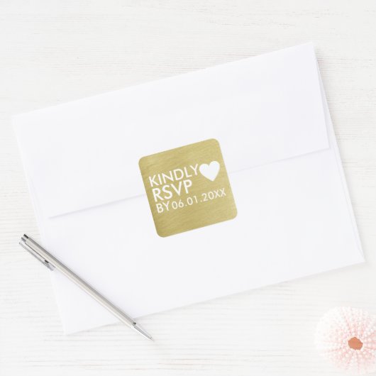 Vriendelijke RSVP bruiloft Vierkante Sticker (Envelop)