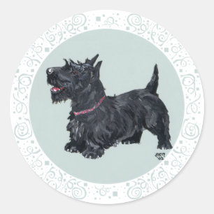 Vriendelijke Scottie Turquoise Ronde Sticker