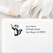 Vriendelijke Skunk met Bloemen Etiket (Insitu)