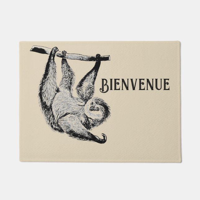  vriendelijke sloth - BIENVENUE Deurmat (Voorkant)