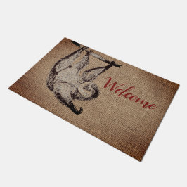  vriendelijke slothaai in burlap - welkom deurmat