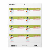Vriendelijke sneeuwman noordpool groene aangepaste etiket (Full Sheet)